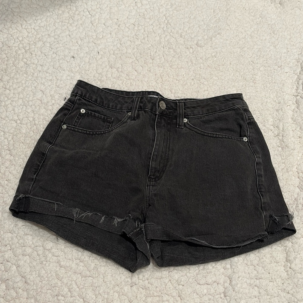 Black denim shorts